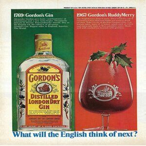 1967 Gordon’s Gin & Gordon’s RuddyMerry English Think Of Vintage Print Ad/Poster